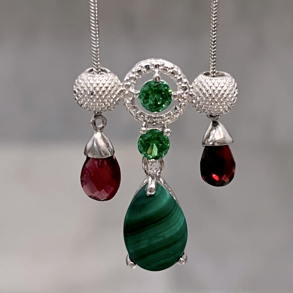 I Slide!!!!Multigemstone Silver Slide Adjustable … - image 3